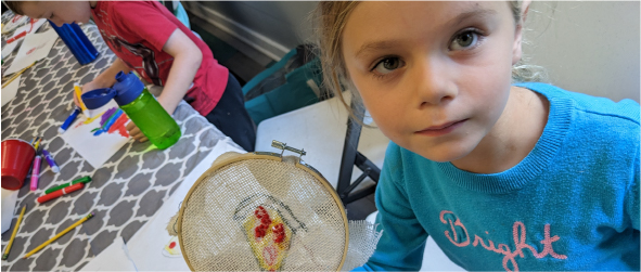 Kids cross stitchingm